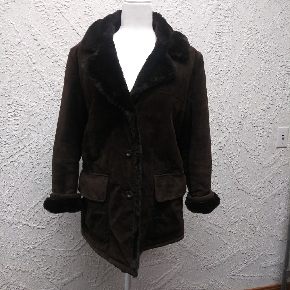 Jones New York Leather Long Coat
